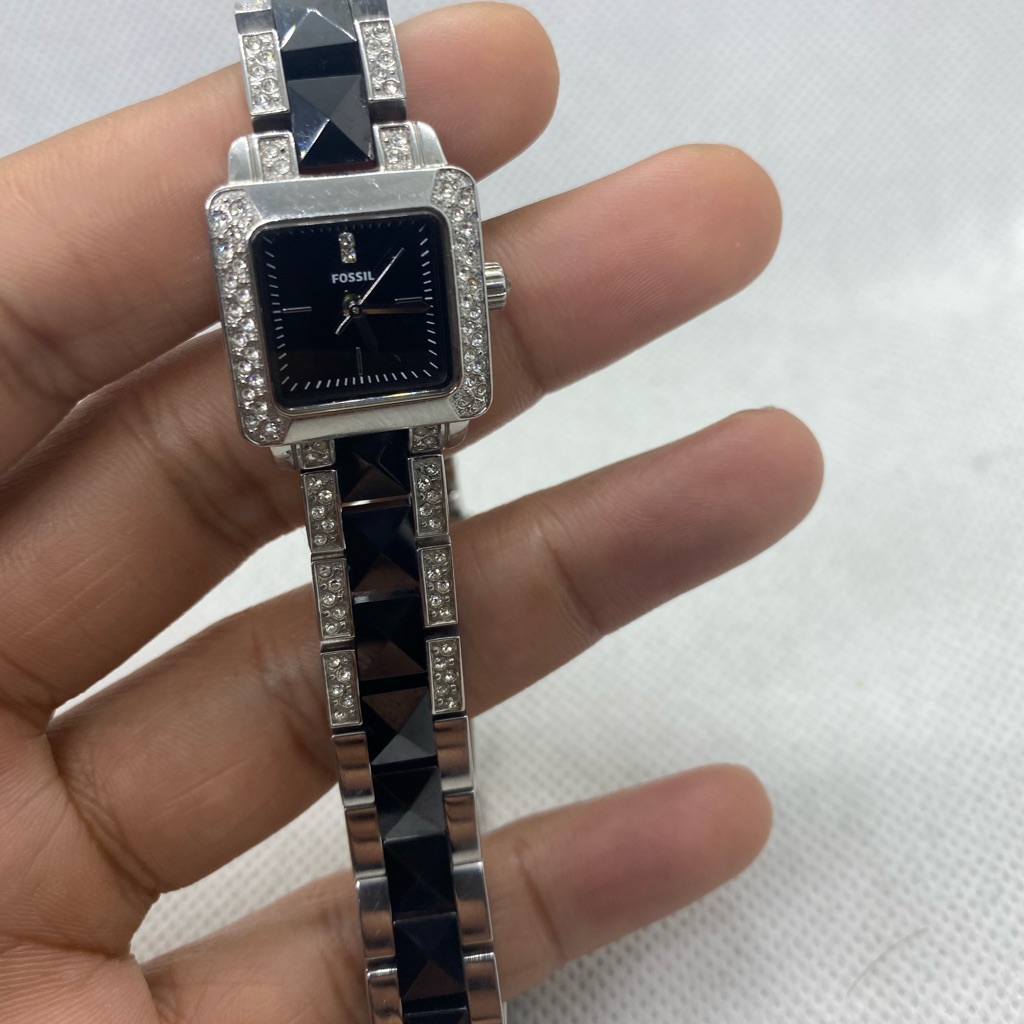 Fossil Ladies Heavy Marble Watch Black Silver